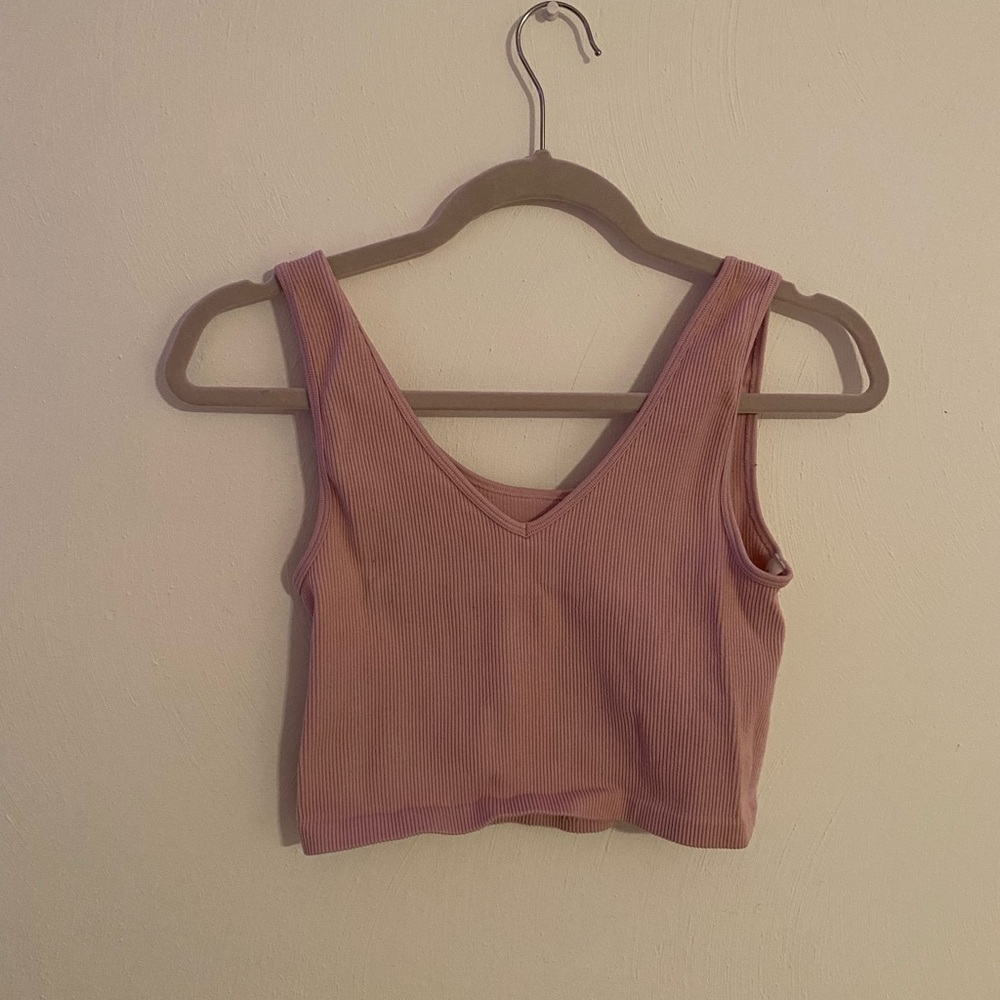 Women's Pink Ribbed Crop Top